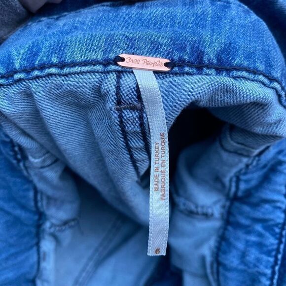 Free People Splendor in The Grass Denim Paperbag Waist Mini Skirt size 6 - Picture 4 of 11